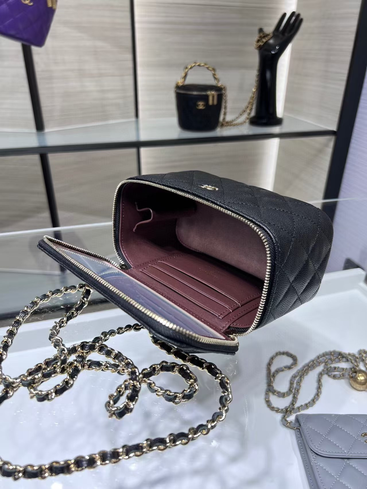 Ch**el Clutch With Chain 10x16x8cm