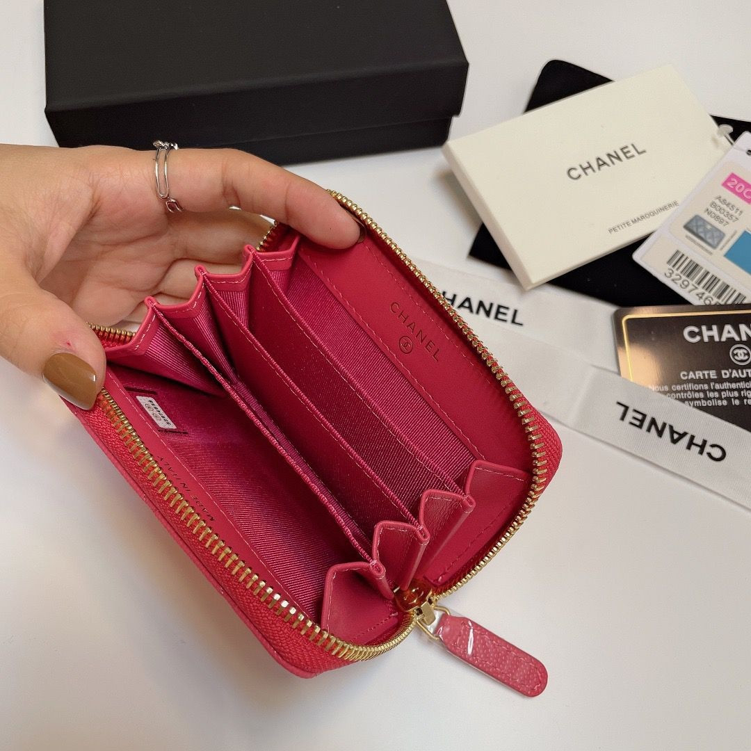 Ch**el ZIPPED COIN PURSE 7.5x11x2.5cm