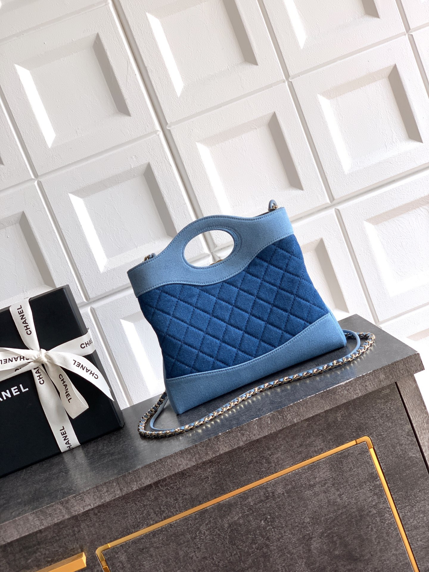 Ch**el 31 mini shopping bag dark blue as4133 22x23x5cm