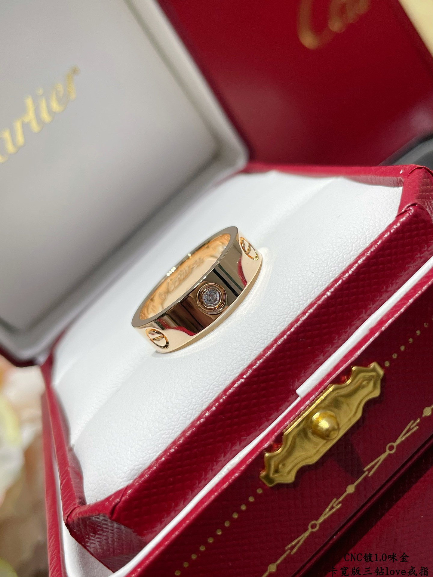 Ca*t1er Wide version three-D1am0nd LOVE Ring