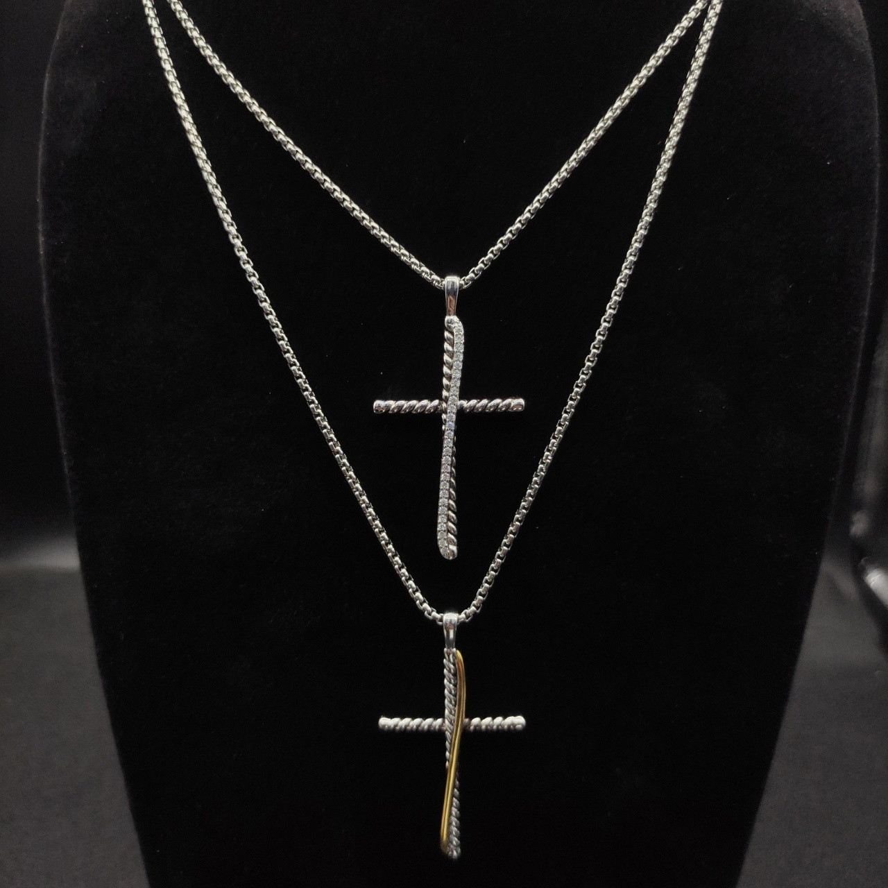 dau1d Yvrm*n cross necklace(chain length 45+5cm delay chain chain thickness 2mm)