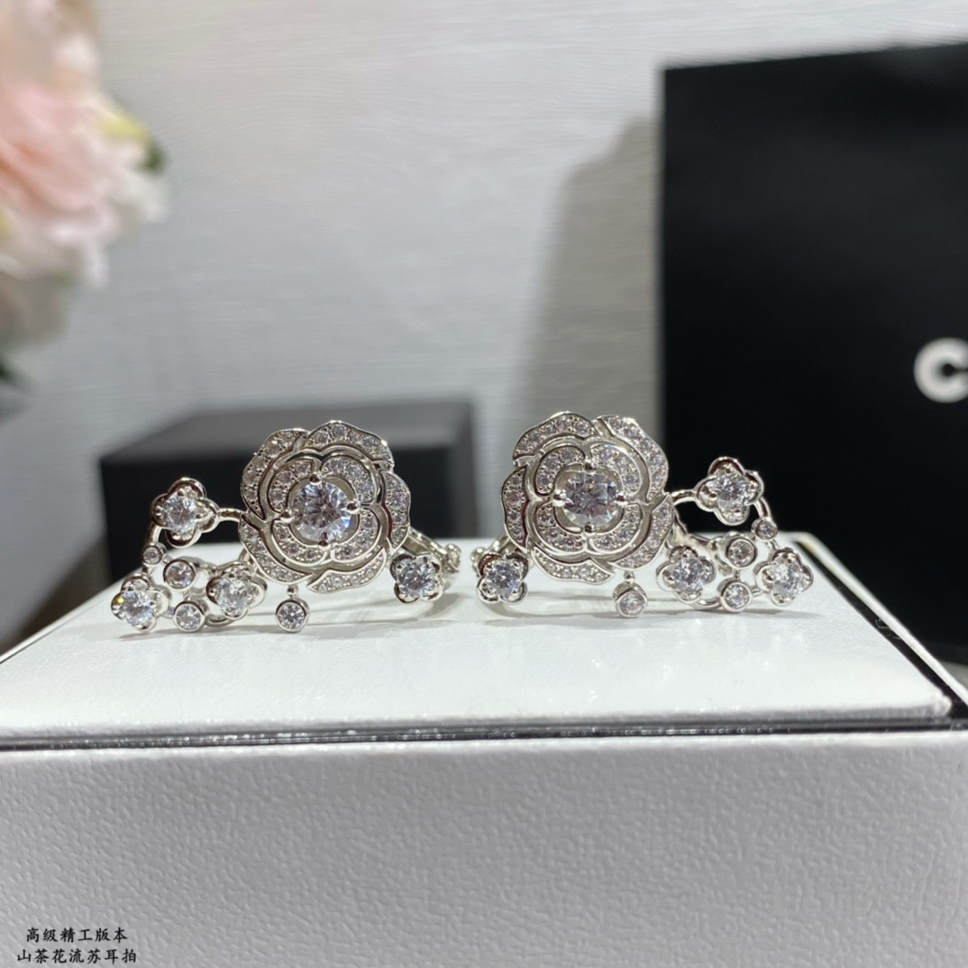 Ch**el Camellia Tassel Earrings