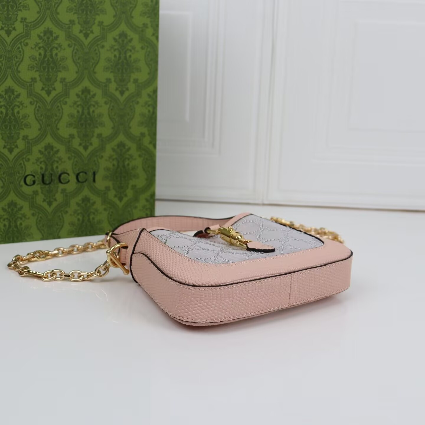 Gvc*1 Jackie 1961 mini crystal GG lizard bag 19x13x3cm
