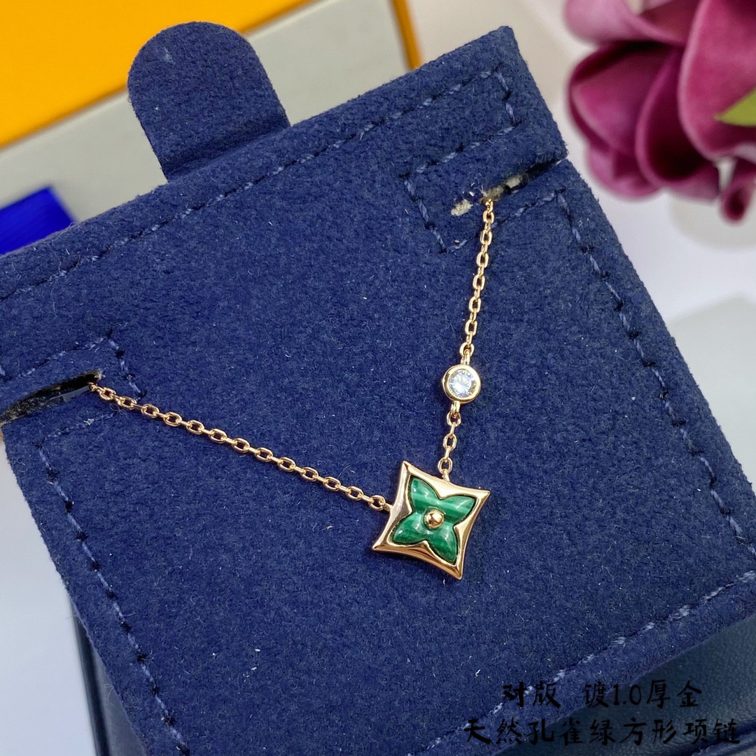 L0vis Vvtt0n Square Natural Malachite Necklace