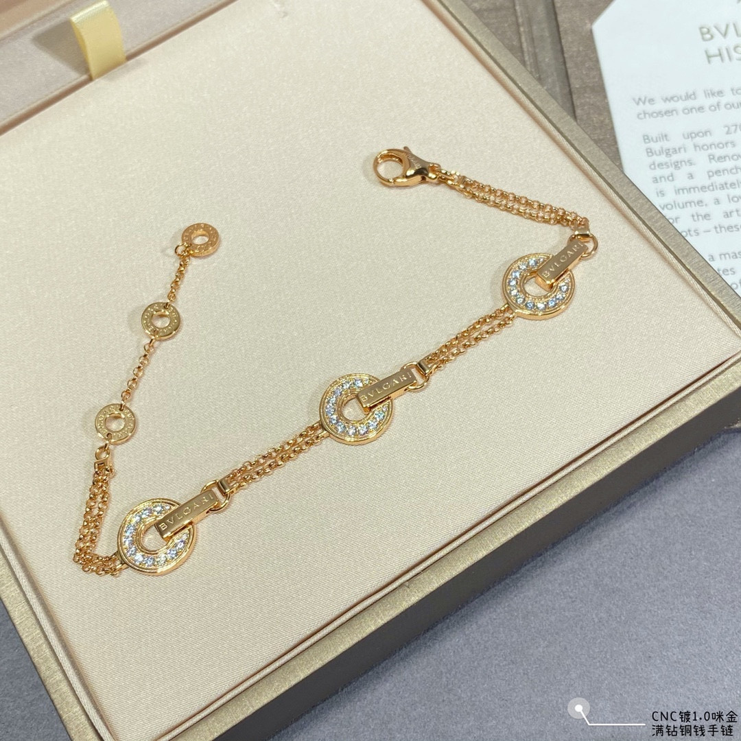 Bv1g*ai Full D1am0nd copper coin Bracelet