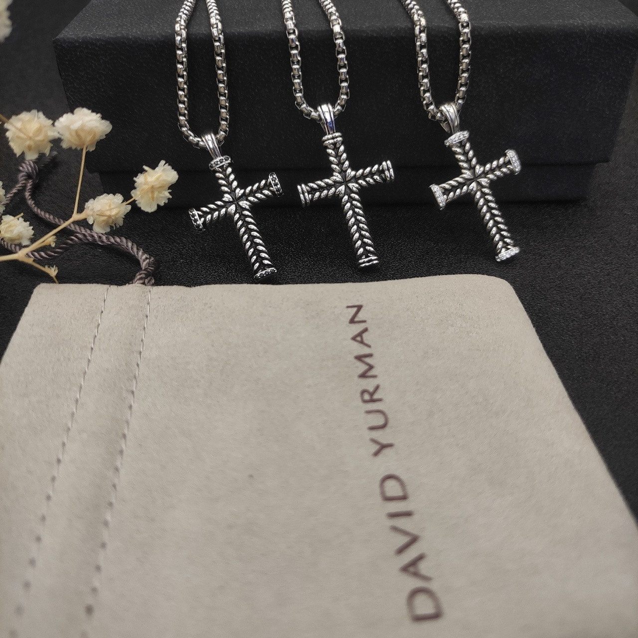 dau1d Yvrm*n cross necklace(chain length 50+5cm delay chain chain thickness 3mm)