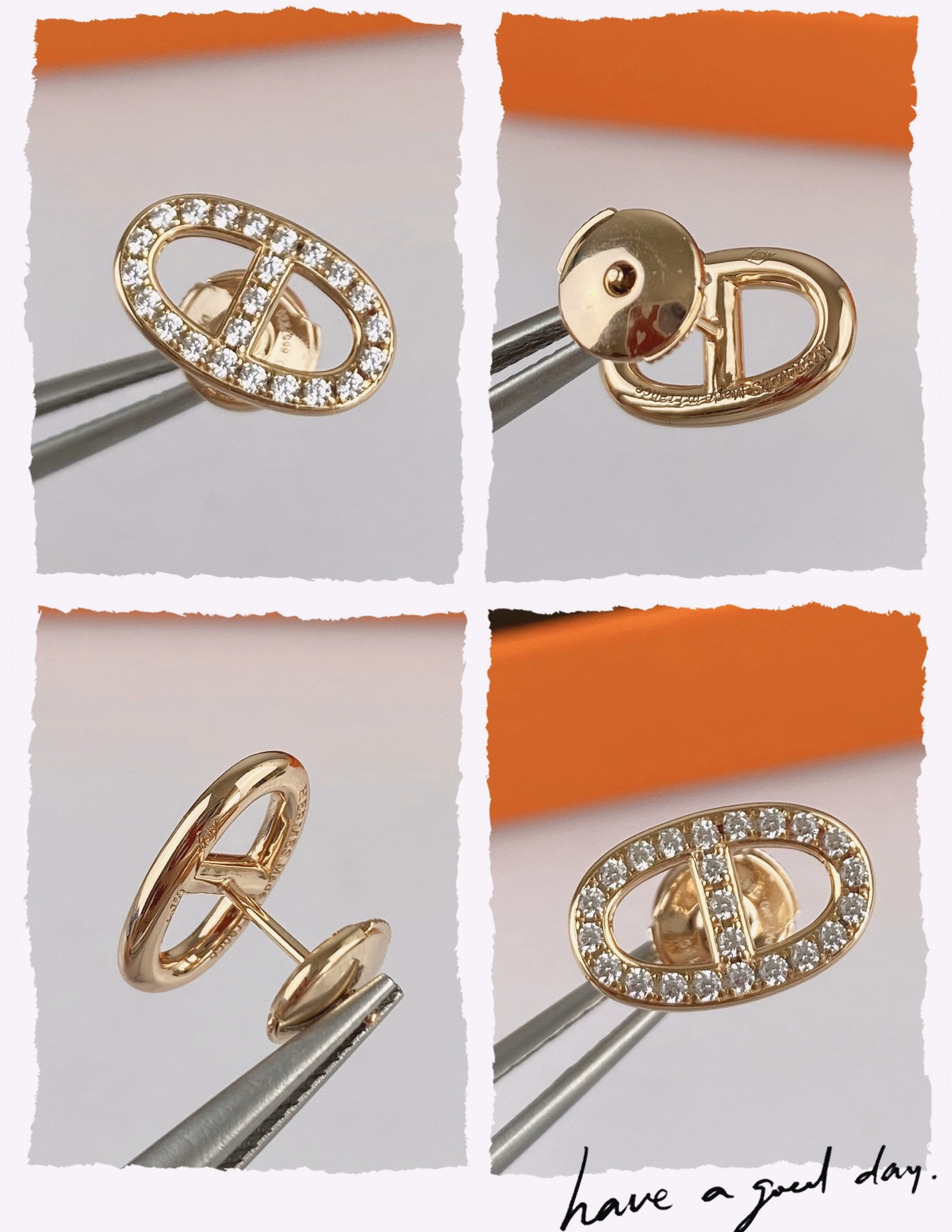 H**me5 Fully D1am0nd-Encrusted  H Stud Earrings