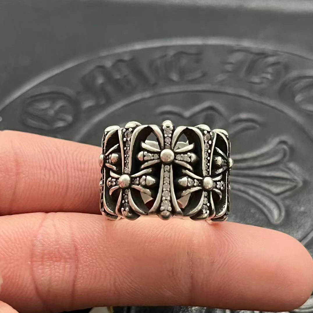 Ch*0me He**ts Cross Ring
