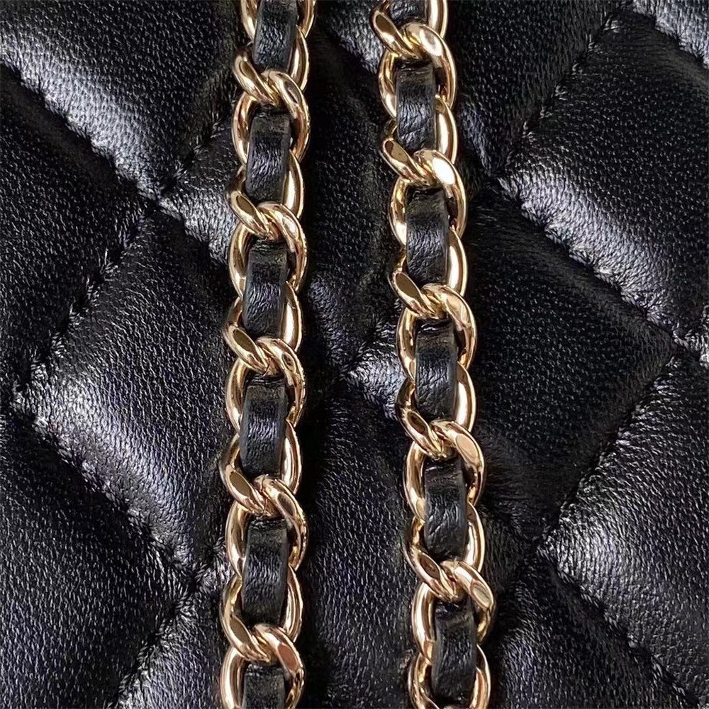 Ch**el Walnut Gold Ball Chain with Makeup Mirror Lamb Leather Square Box Shoulder Bag Women