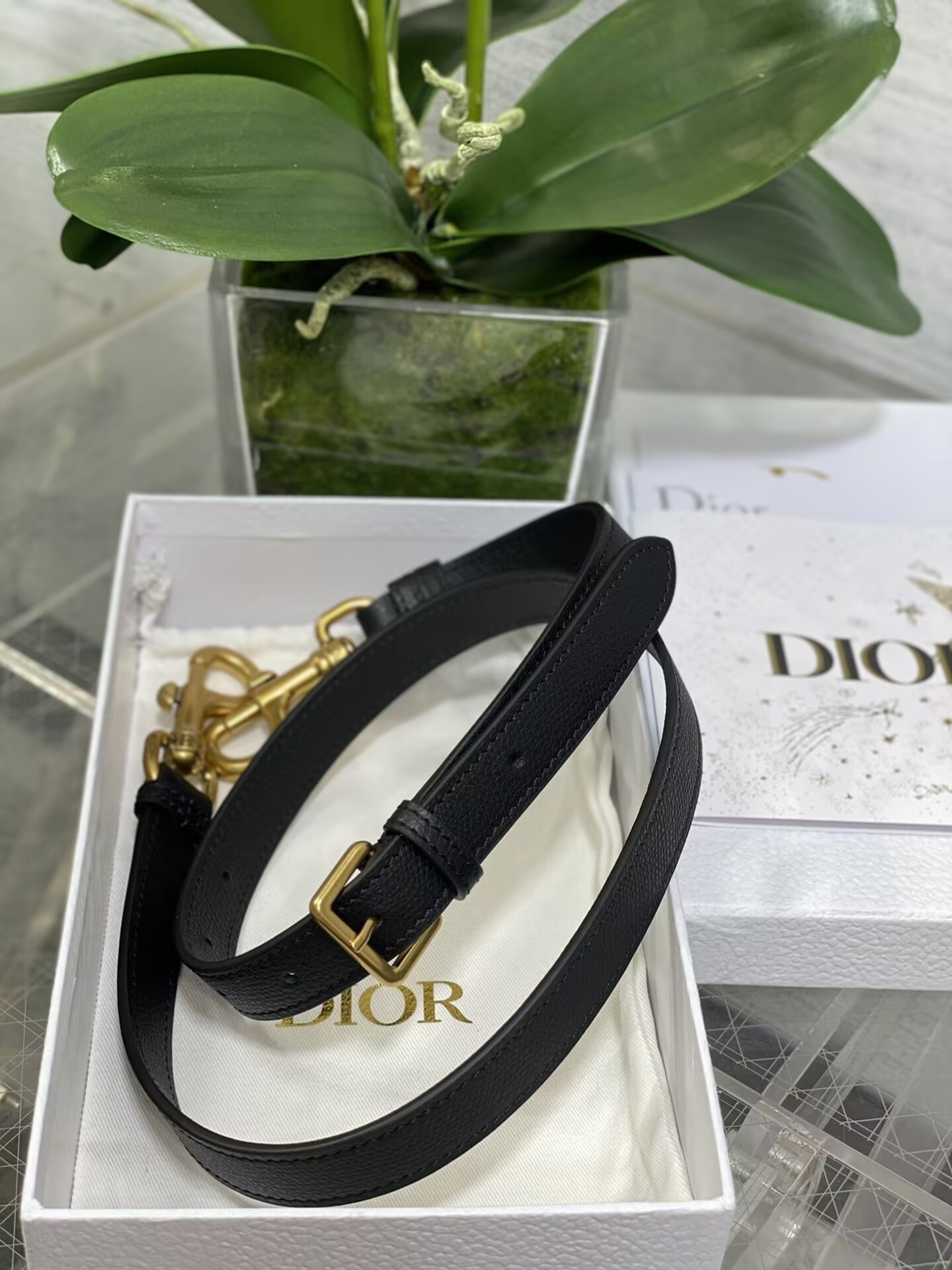 D10r MINI SADDLE BAG WITH STRAP Black Grained Calfskin 19 x 16 x 5 cm