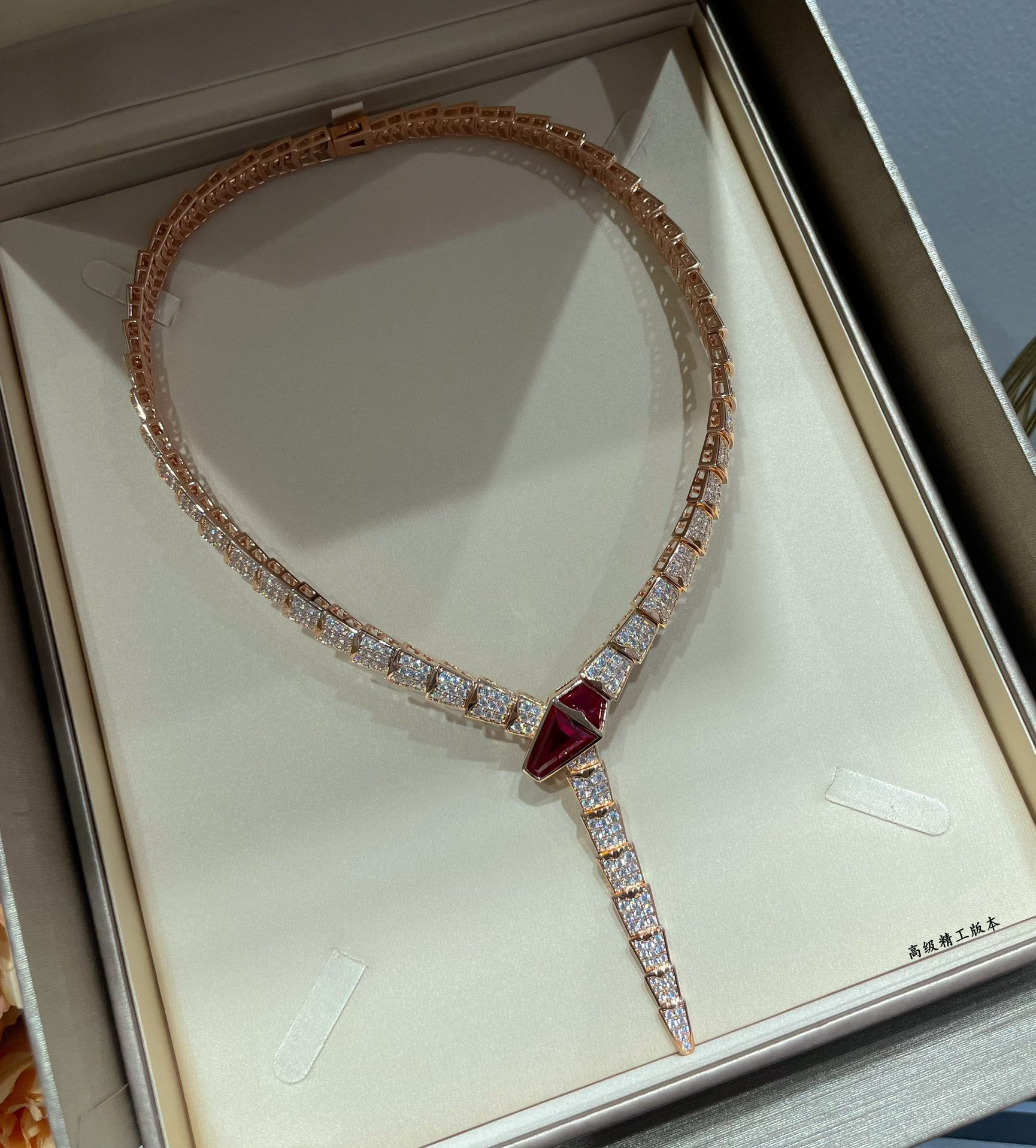 Bv1g*ai Wide version full D1am0nd snake Necklace