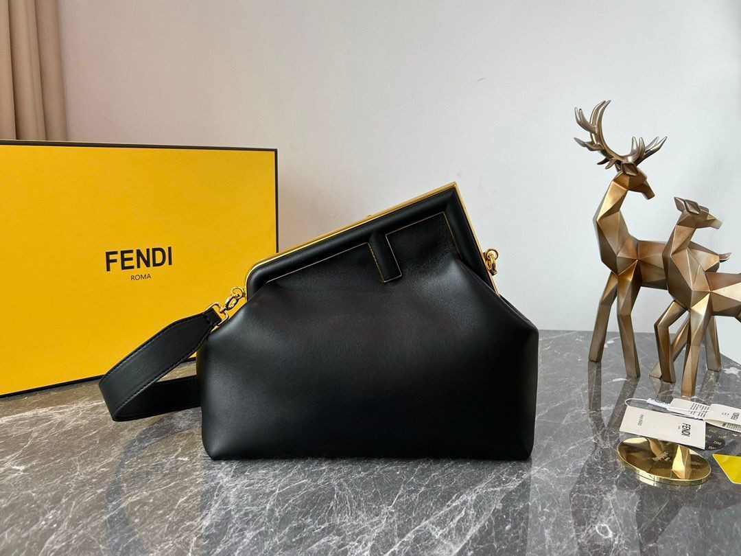 F**di First Small Black leather bag