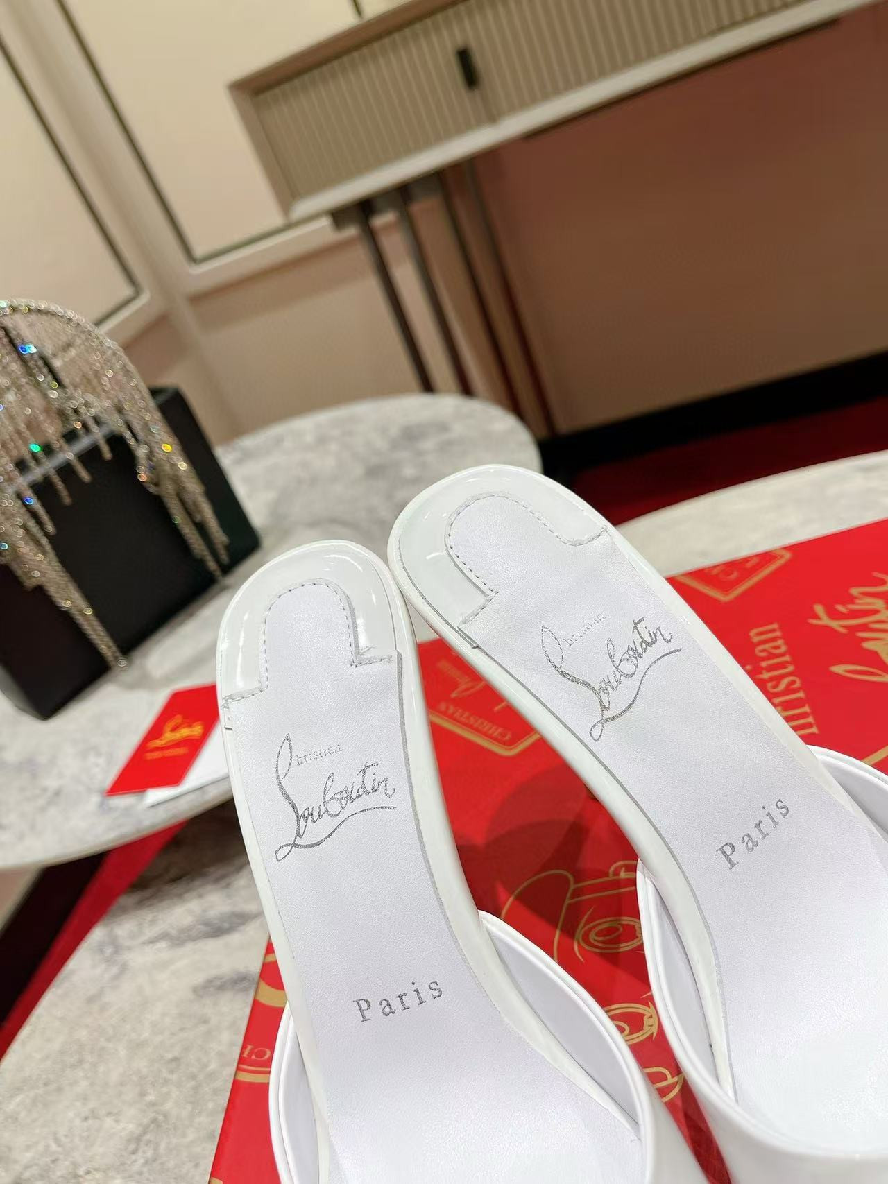 UA Chr1st1an Louboutin Bridal Me Dolly 100 Patent Leather Mules