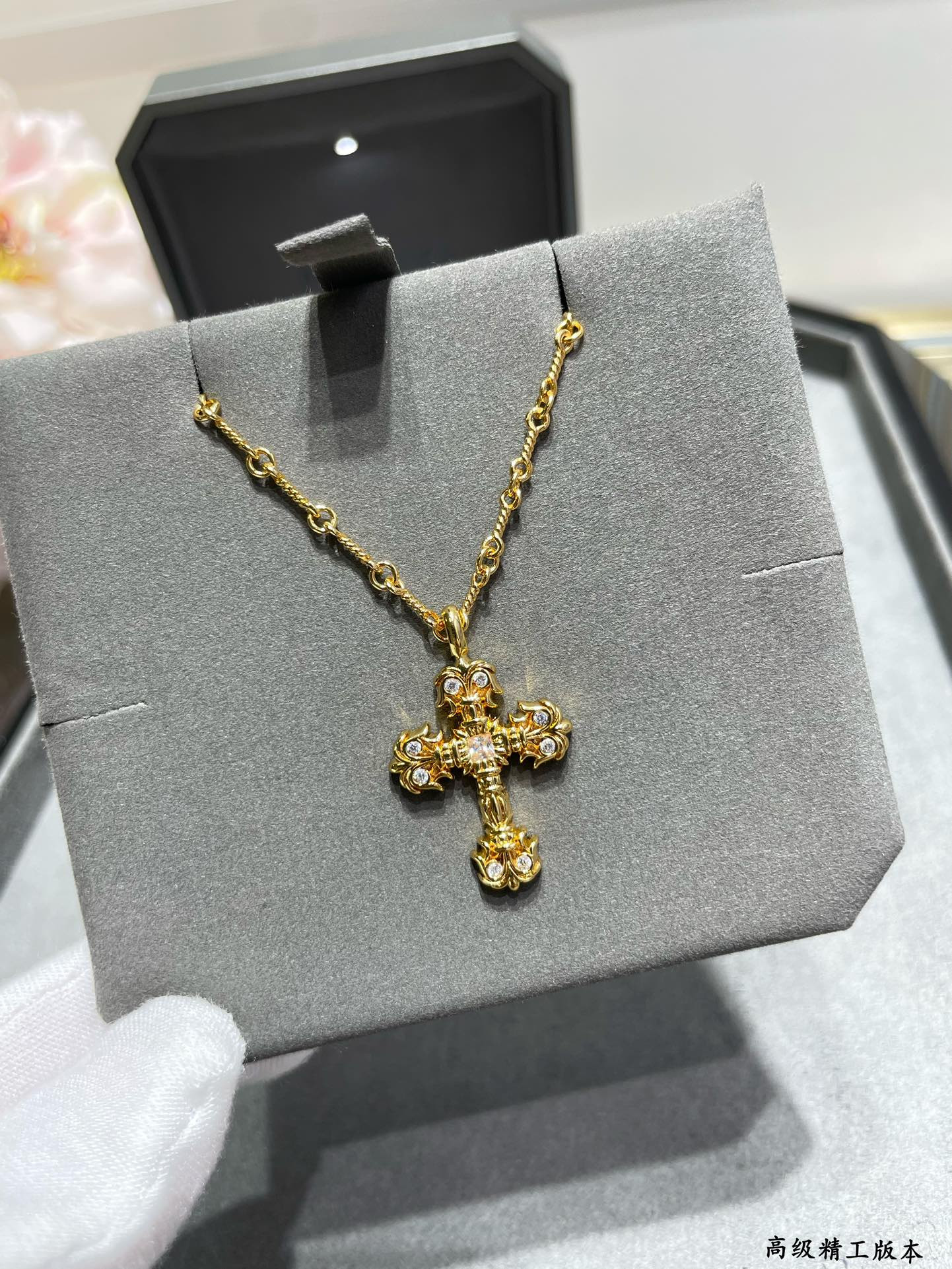 Chrome Heart Flame Cross Necklace
