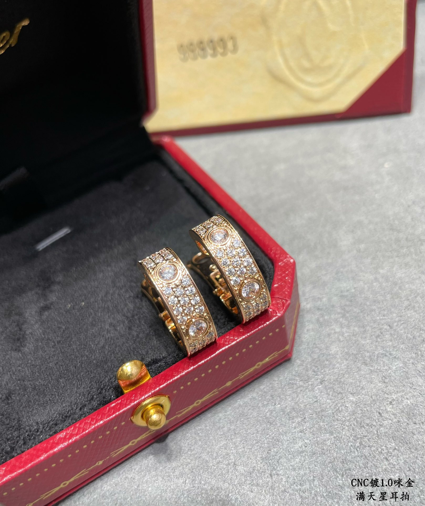 Ca*t1er Wide version full pave Earrings