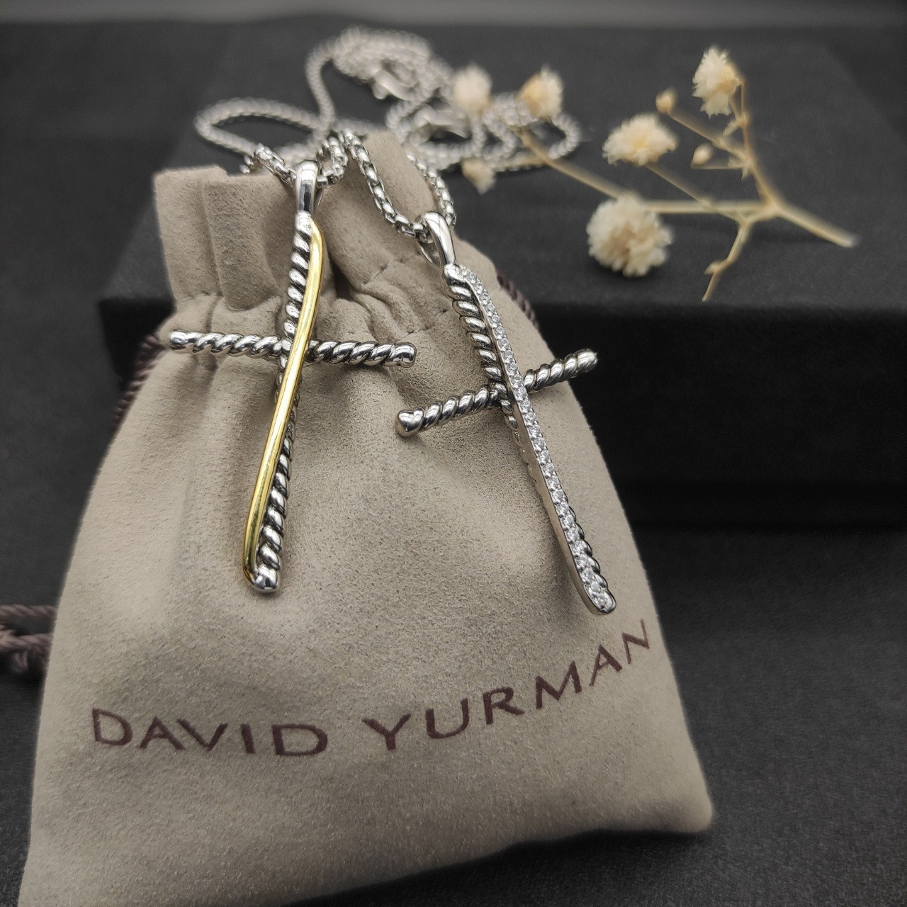 dau1d Yvrm*n cross necklace(chain length 45+5cm delay chain chain thickness 2mm)