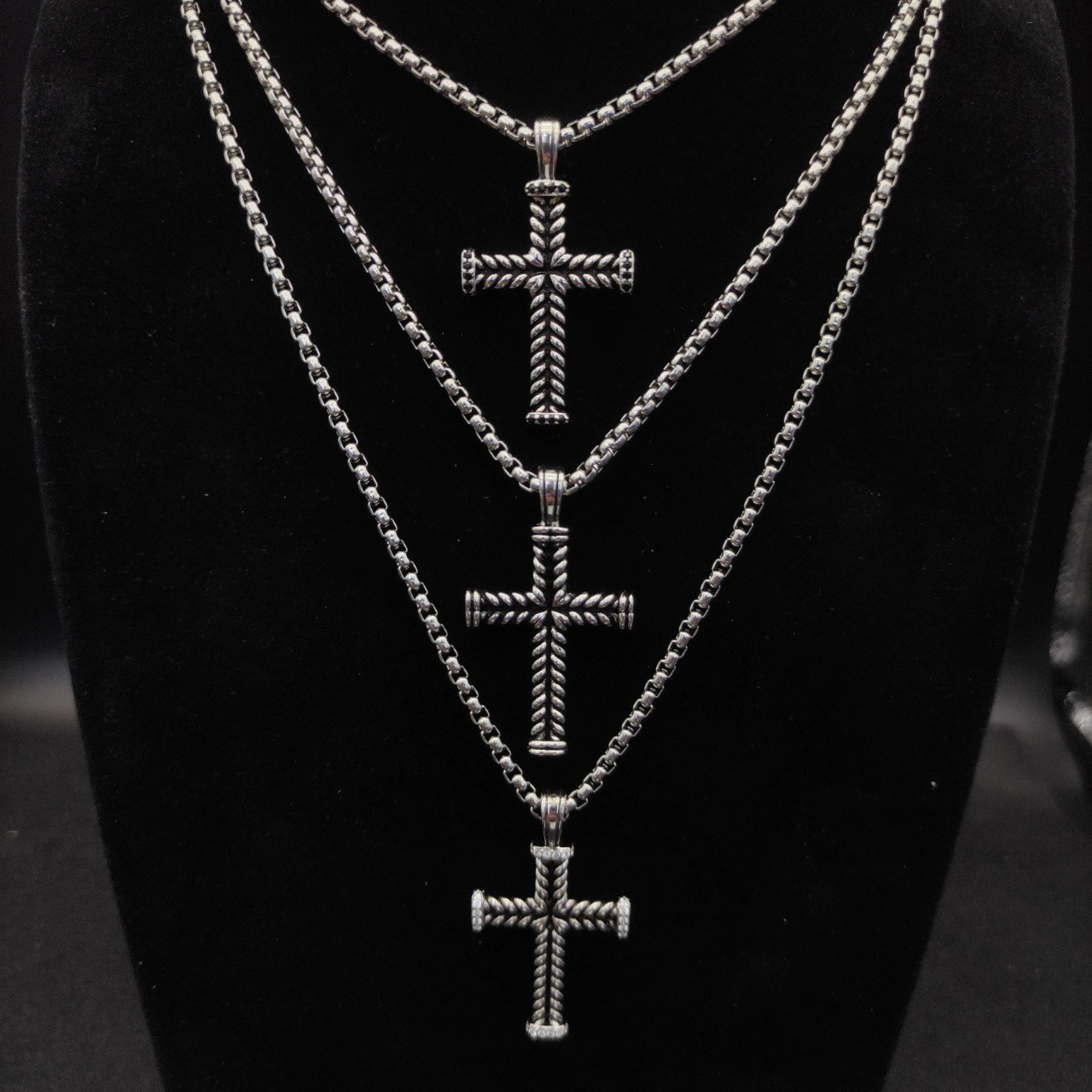 dau1d Yvrm*n cross necklace(chain length 50+5cm delay chain chain thickness 3mm)