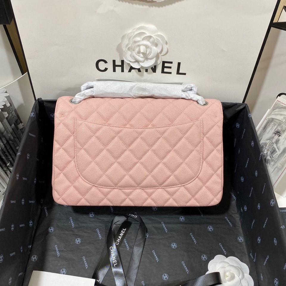 Ch**el Classic Flap Jumbo 30cm CF Pink Silver 7.6 × 11.7 × 3.9 in