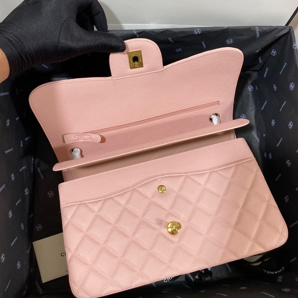 Ch**el Classic Flap Jumbo 30cm CF Pink Gold 7.6 × 11.7 × 3.9 in