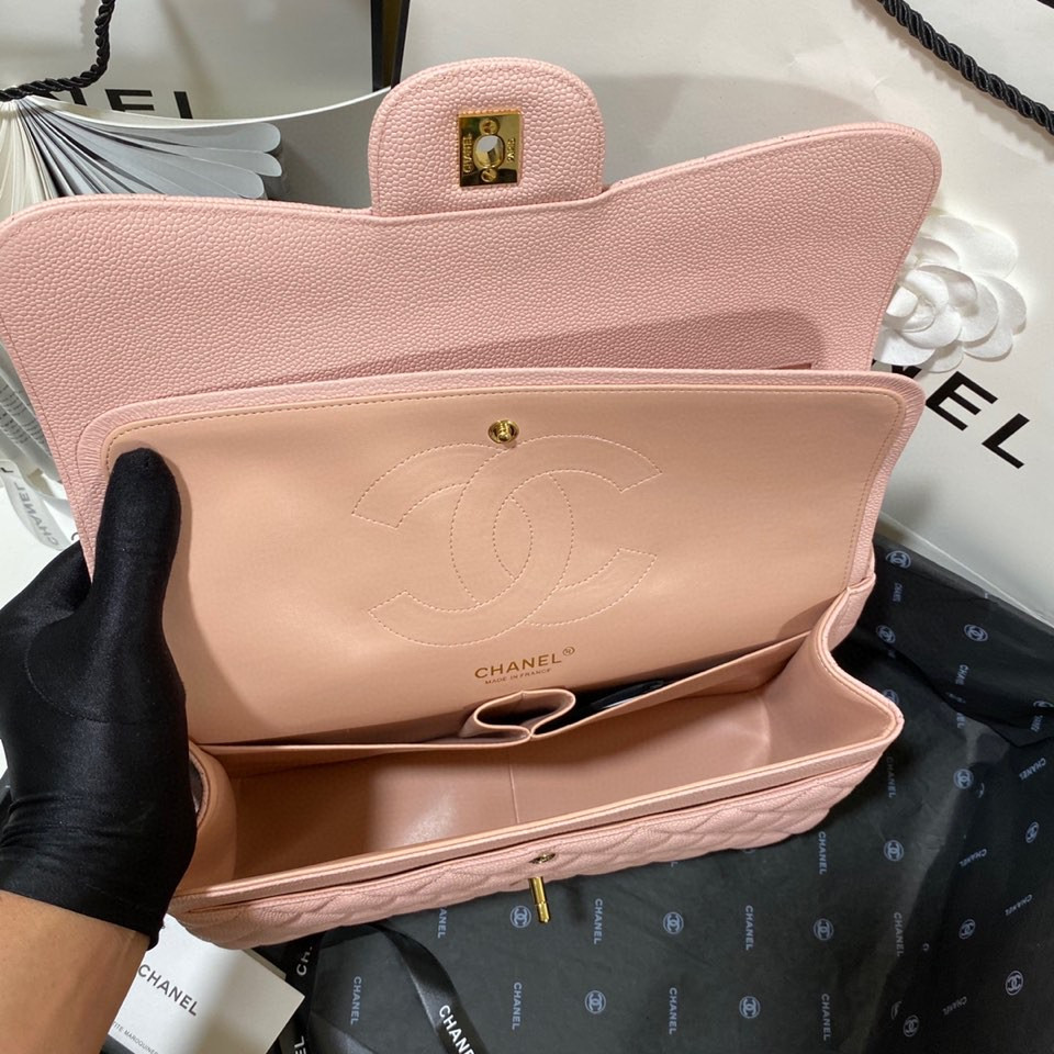 Ch**el Classic Flap Jumbo 30cm CF Pink Gold 7.6 × 11.7 × 3.9 in