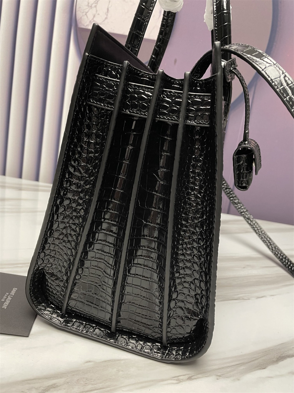 Y51 SAC DE JOUR SMALL IN CROCODILE EMBOSSED LEATHER