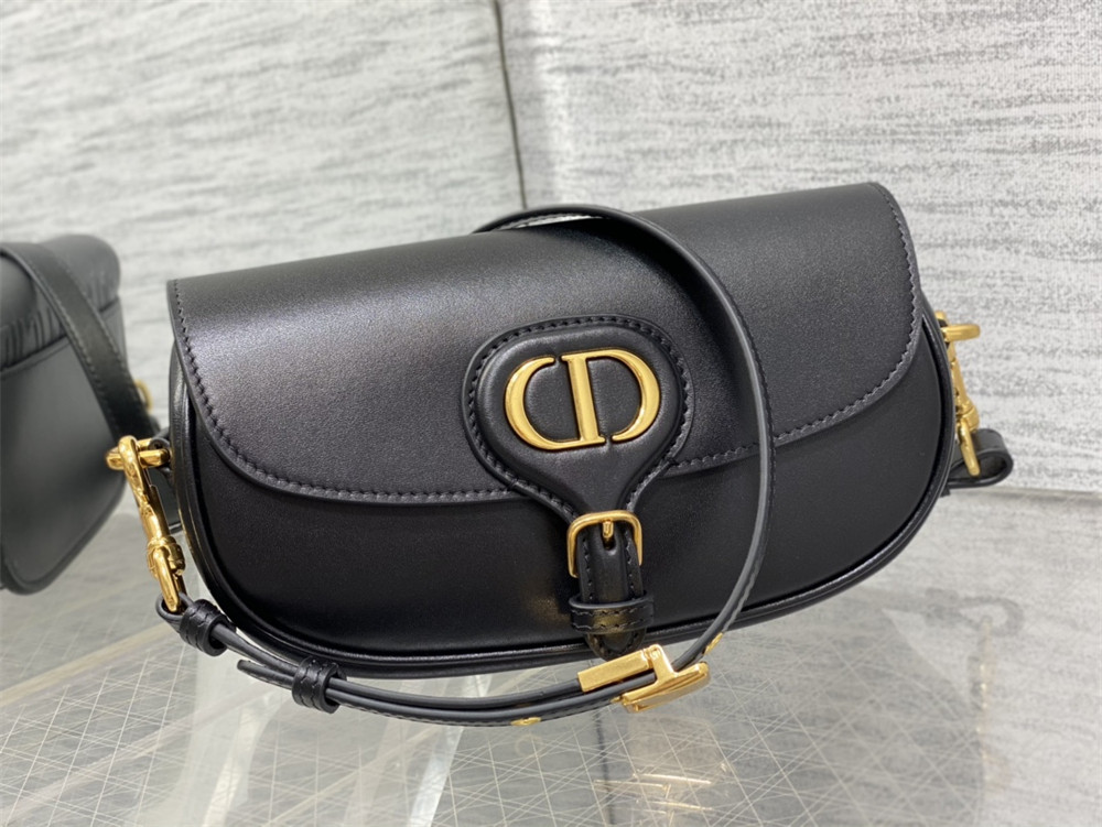 D10r BOBBY EAST-WEST BAG Latte Box Calfskin black