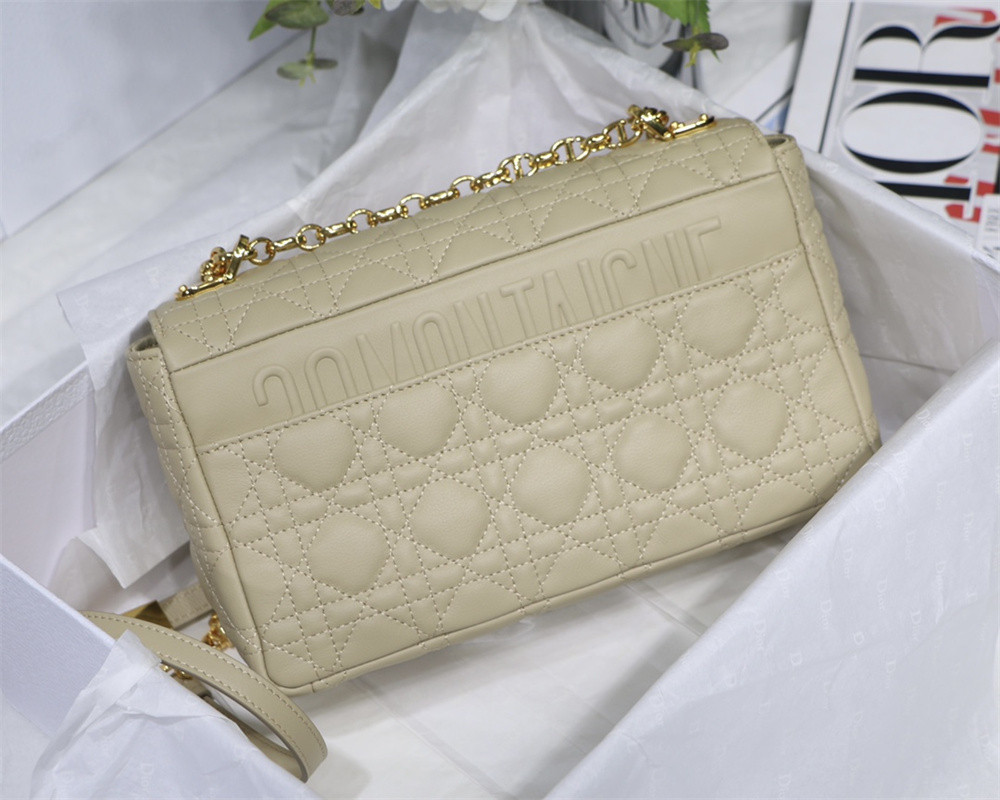 MEDIUM D10r CARO BAG Beige S*pple Cannage Calfskin 25.5 x 15.5 x 8 cm