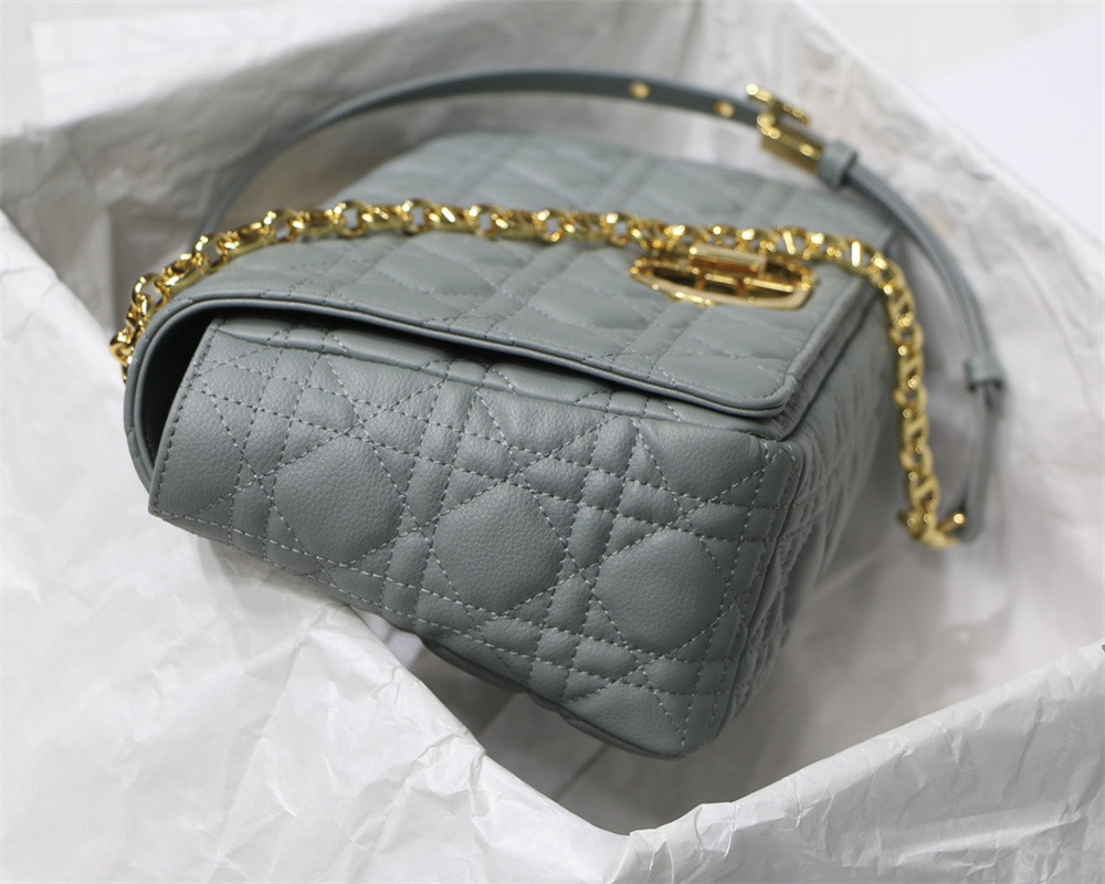 LARGE D10r CARO BAG Stone Gray S*pple Cannage Calfskin 29 x 18 x 10 cm