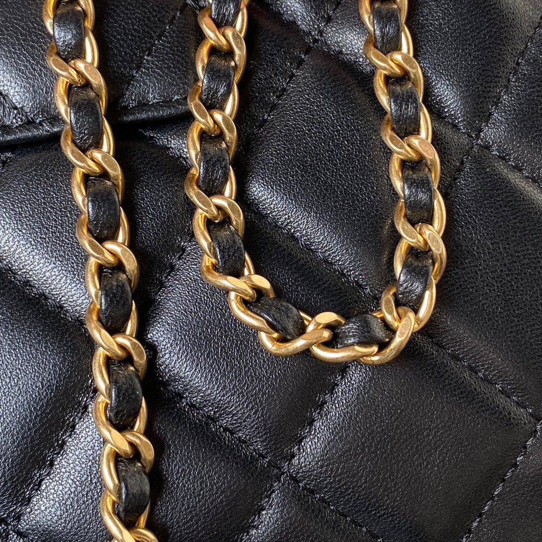 Ch**el BAGUETTE BAG BLACK 4.5 × 9.4 × 1.8 in