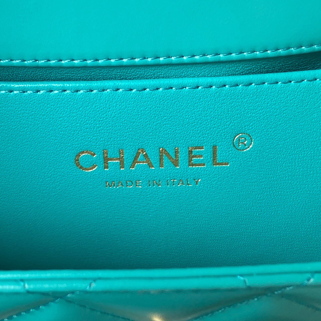 Ch**el MINI FLAP BAG BLUE 12×19×8cm