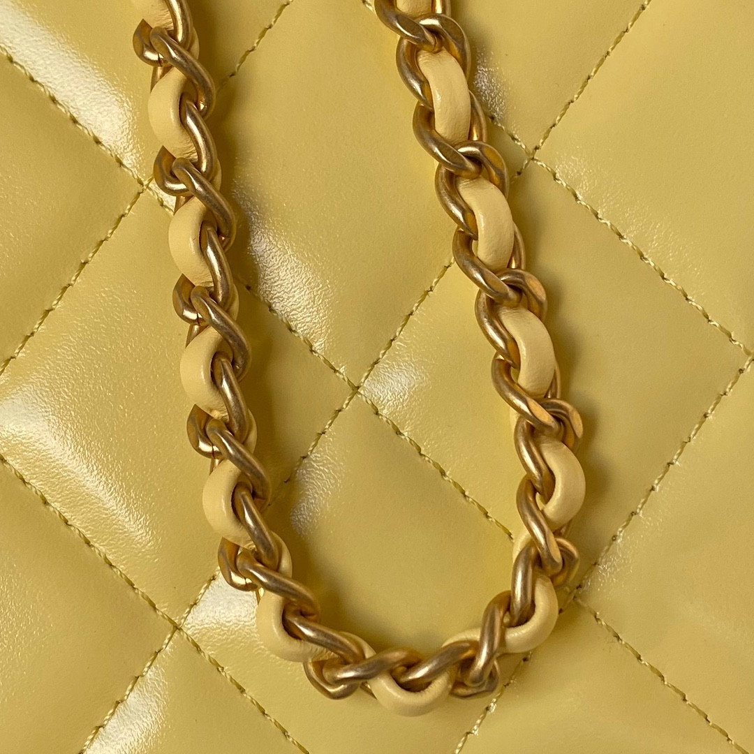 Ch**el MINI FLAP BAG yellow 12×19×8cm