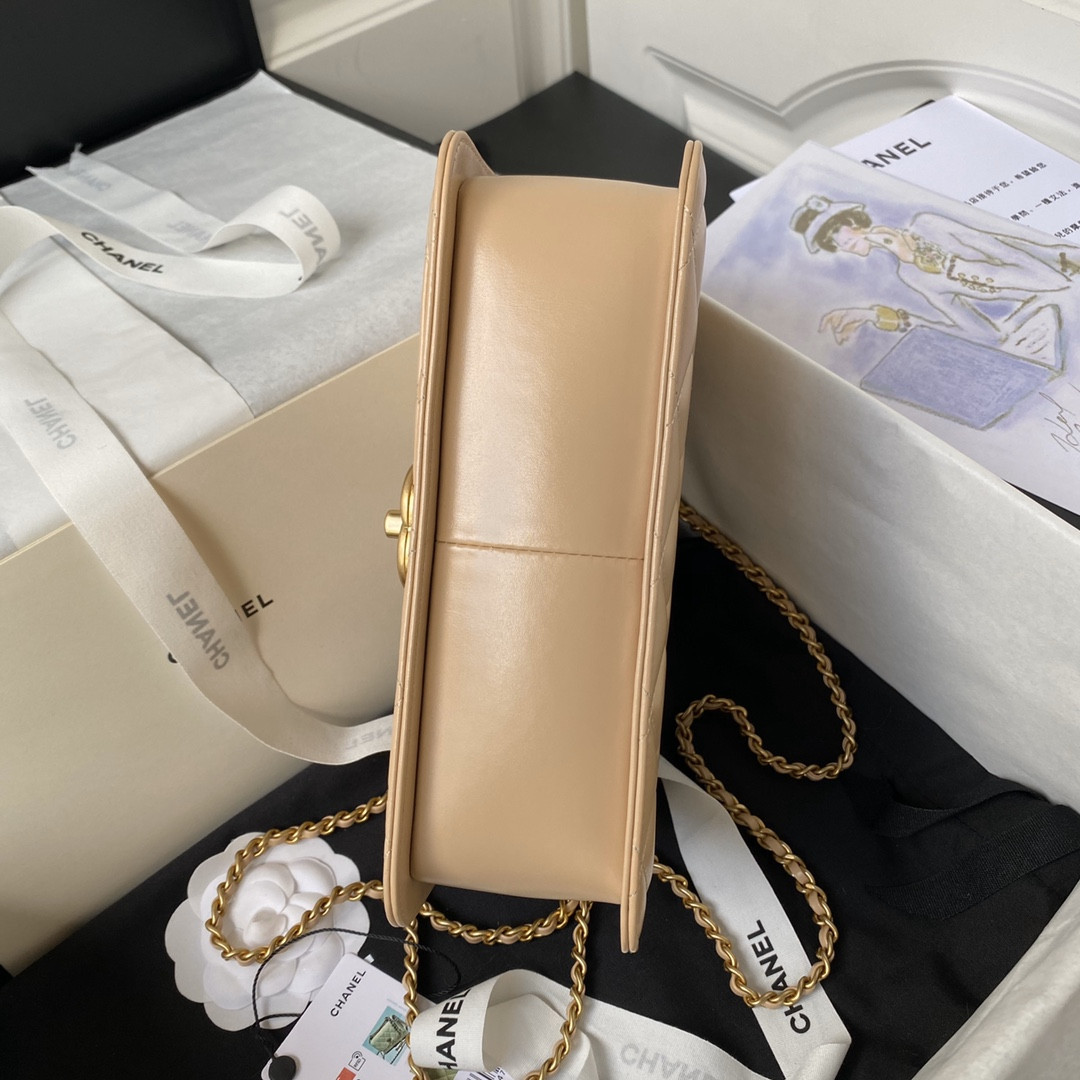 Ch**el FLAP BAG Apricot 22×14.5×8cm