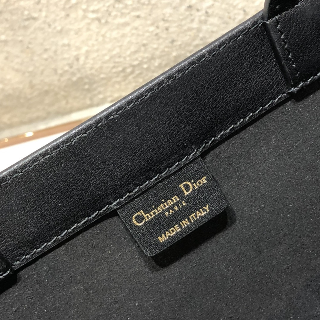 Calfskin Embossed Medium D10r Book Tote Black 14 x 11 x 6.5 inches