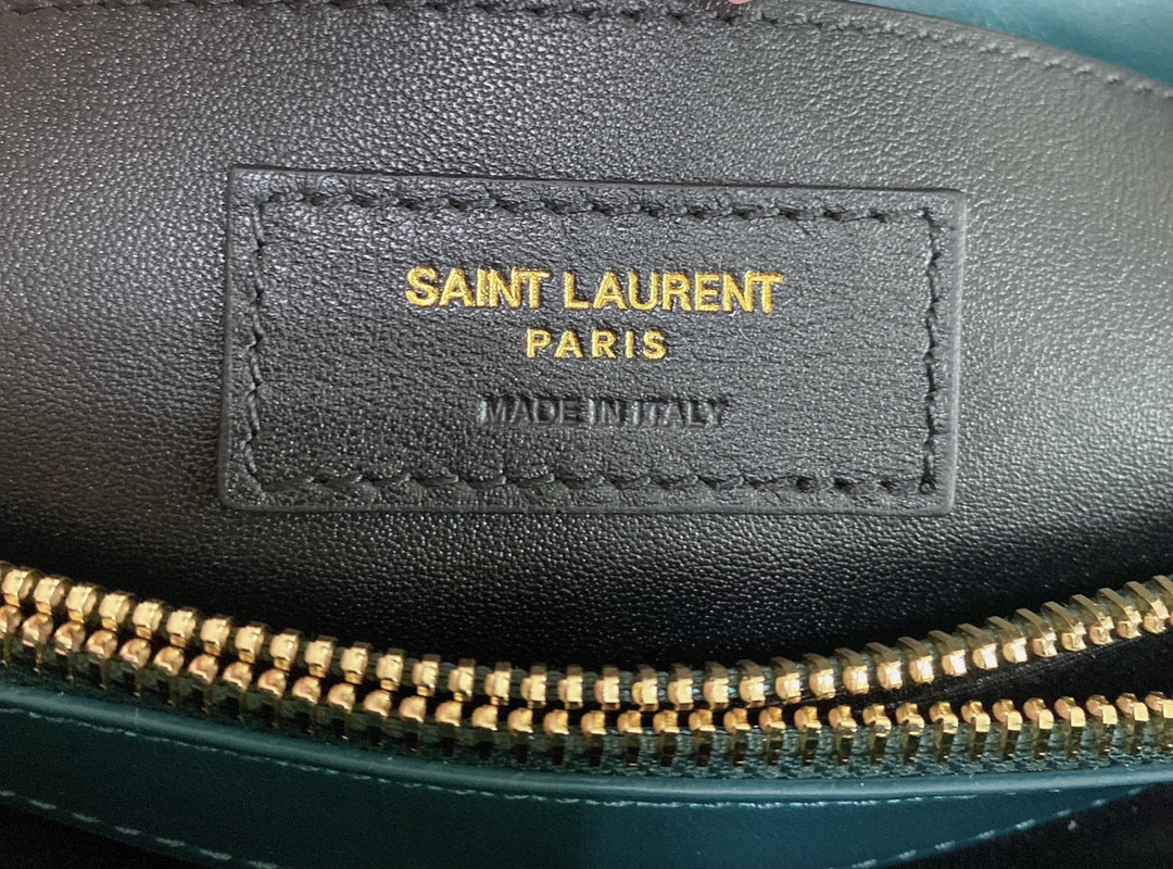 Y51 LOULOU SMALL IN QUILTED LEATHER BLUE GOLD 9 X 6.1 X 3.3 INCHES