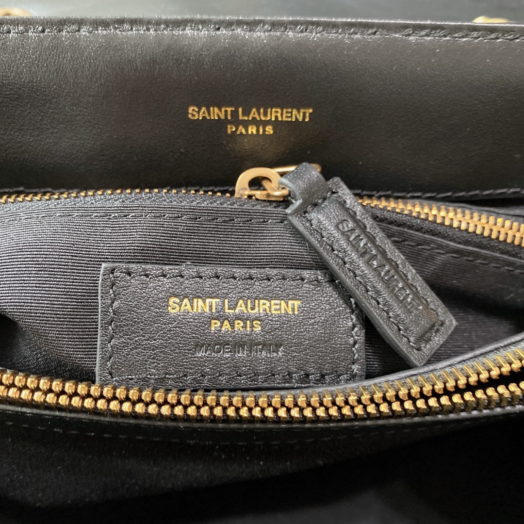 Y51 LOULOU MEDIUM IN QUILTED LEATHER BLACK 12.5 X 8.6 X 3.5 INCHES