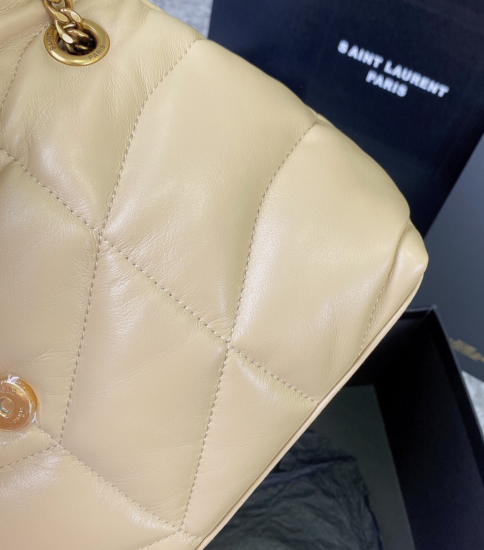 Y51 PUFFER SMALL IN NAPPA LEATHER BEIGE 11.4 X 6.6 X 4.3 INCHES