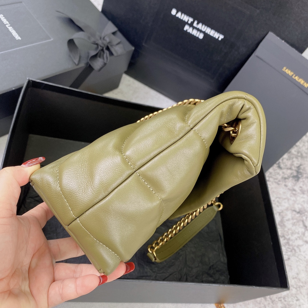 Y51 PUFFER SMALL IN NAPPA LEATHER DARK GREEN 11.4 X 6.6 X 4.3 INCHES