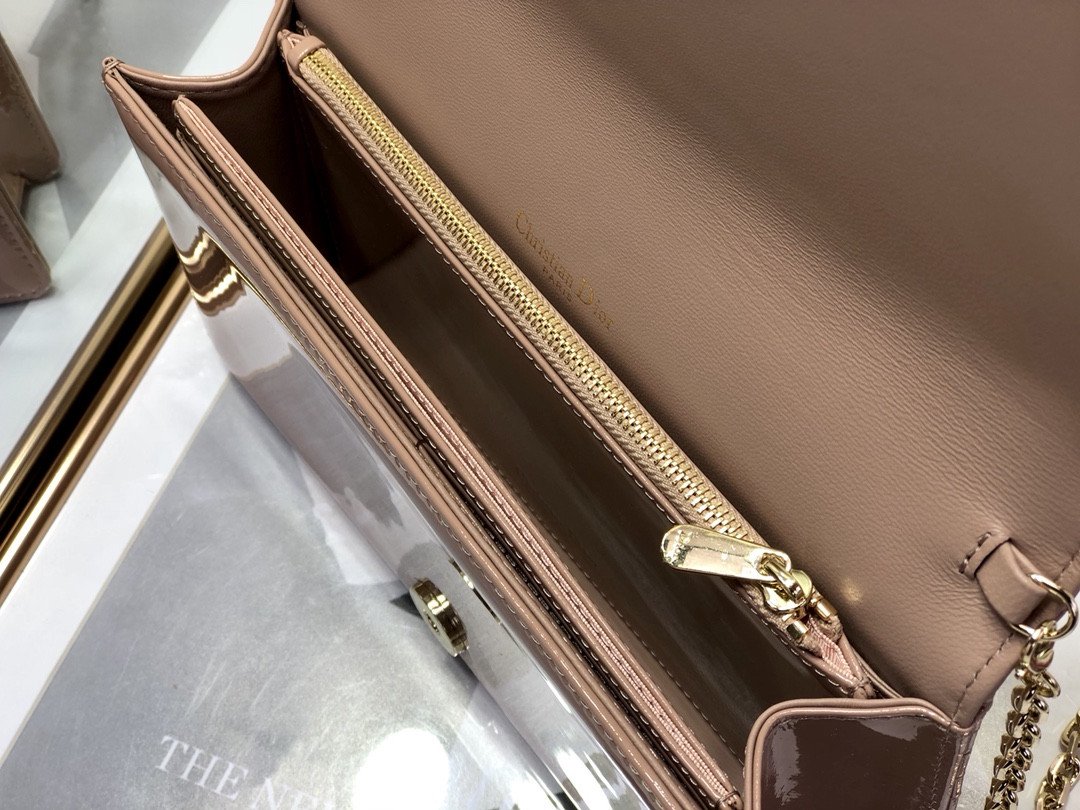 Lady D10r Pouch Rose Des Vents Cannage  8.5 x 4.5 x 1 inches