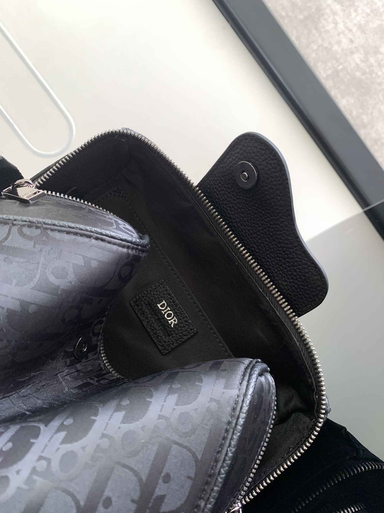 D10r Lingot Toiletry Bag Black Oblique Mirage Technical Fabric 8.5 x 5 x 4 inches