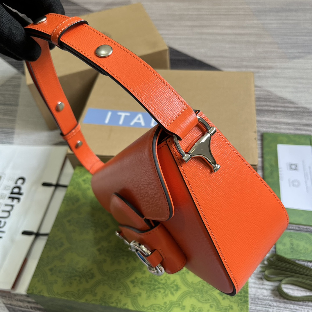 Gvc*1 HORSEBIT 1955 SMALL SHOULDER BAG ORANGE 10.4"W x 6.7-4.1"H x 3.1-1.6"D