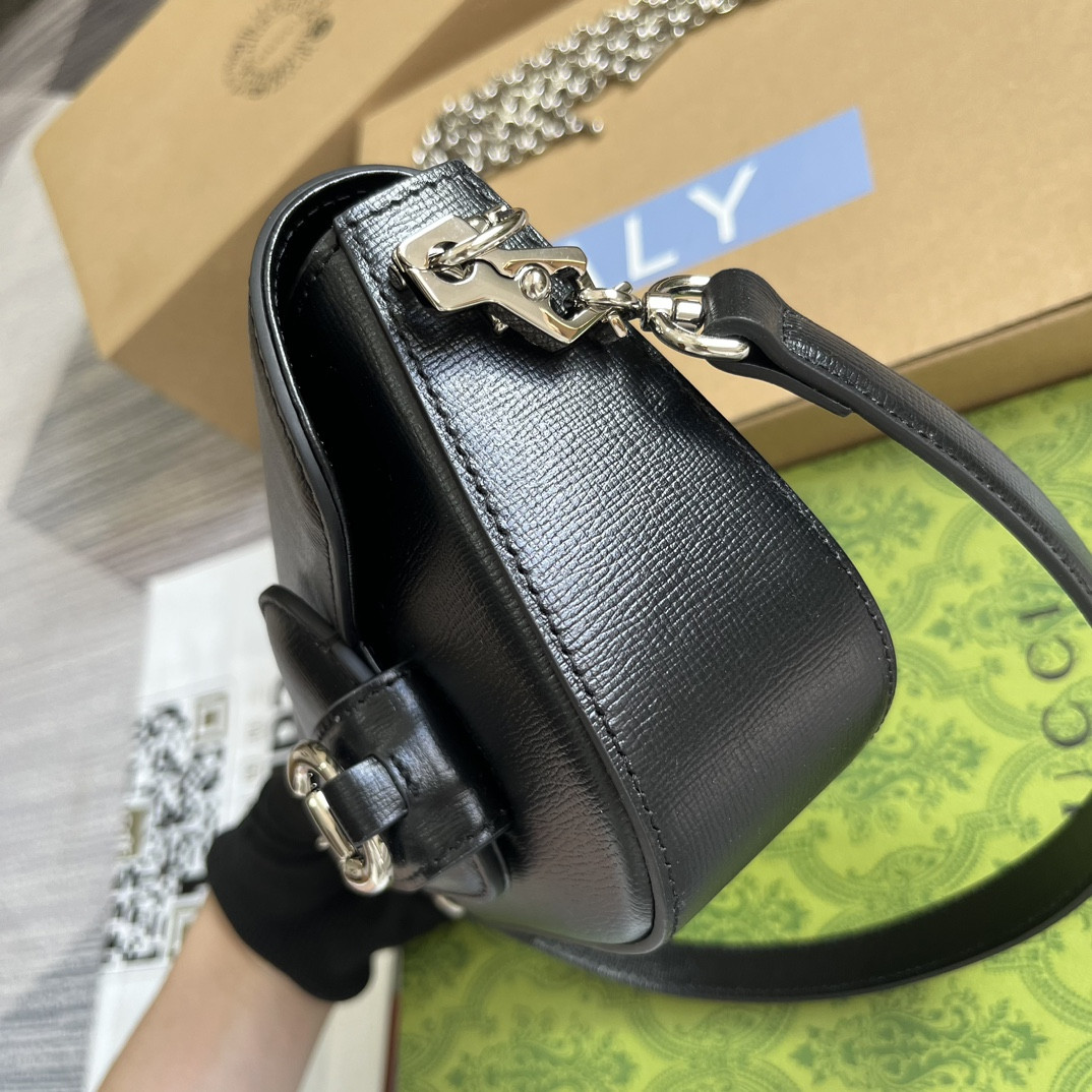 Gvc*1 HORSEBIT 1955 MINI SHOULDER BAG BLACK 7.7"W x 5-3.1"H x 2.4-1.2"D