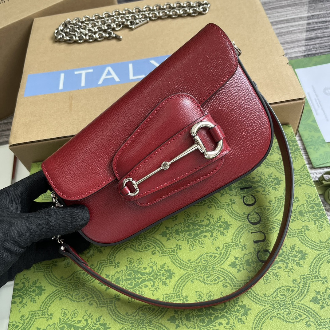 Gvc*1 HORSEBIT 1955 MINI SHOULDER BAG RED 7.7"W x 5-3.1"H x 2.4-1.2"D