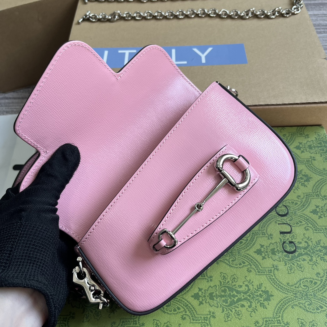 Gvc*1 HORSEBIT 1955 MINI SHOULDER BAG PINK 7.7"W x 5-3.1"H x 2.4-1.2"D