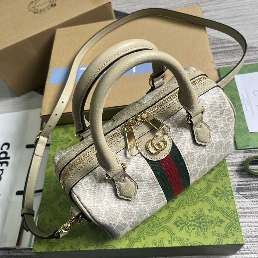 Gvc*1 OPHIDIA S*pER MINI BAG Beige and oatmeal 6.5"W x 3.9"H x 3.5"D