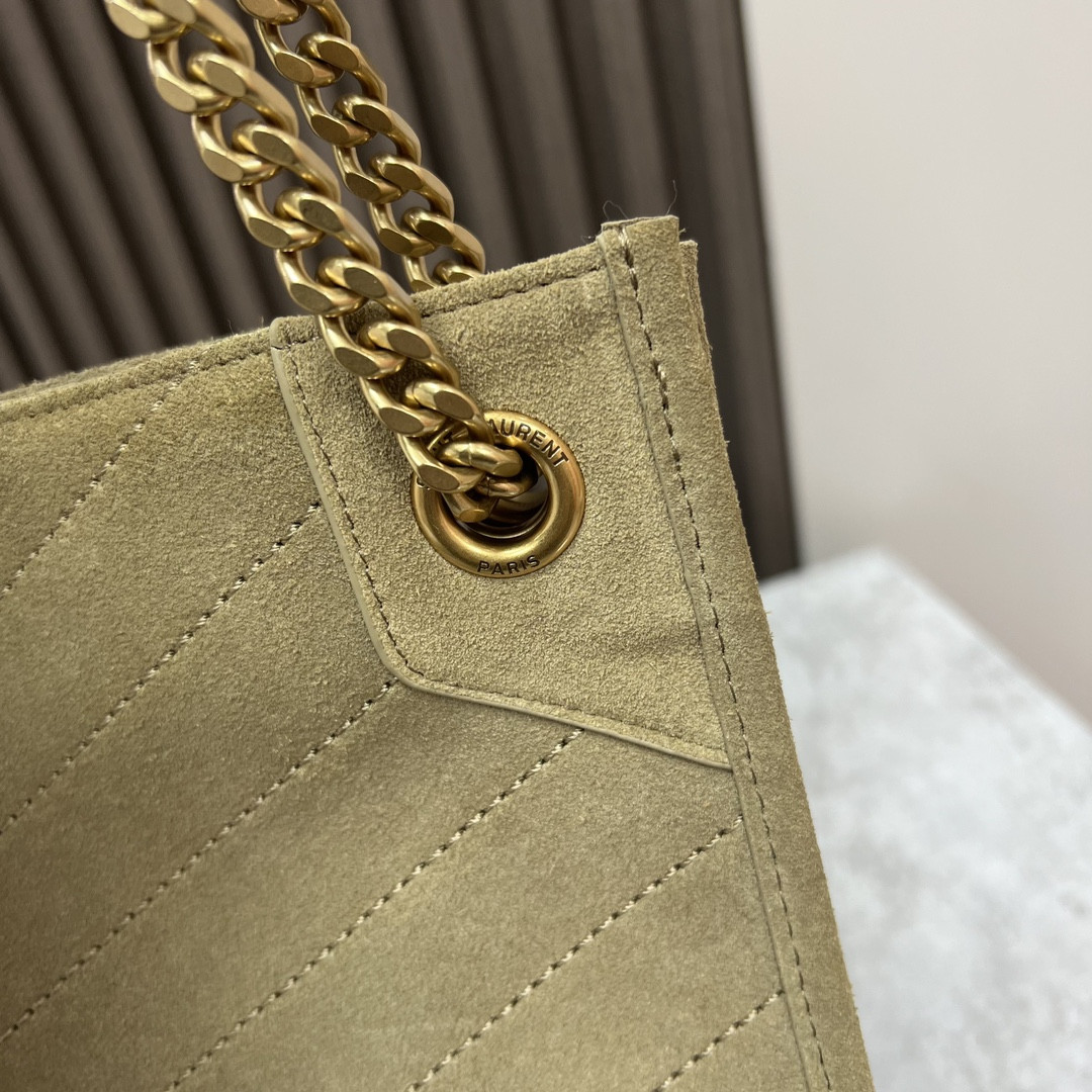Y51 NIKI MEDIUM SHOPPING IN SUEDE BARLEY GREEN 12.9 X 10.6 X 4.5 INCHES
