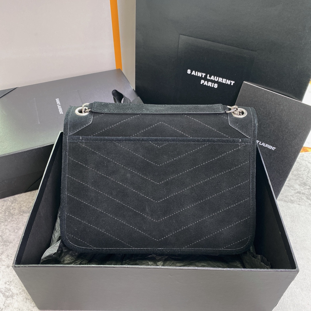 Y51 NIKI MEDIUM IN SUEDE BLACK 11 X 7.8 X 3.3 INCHES