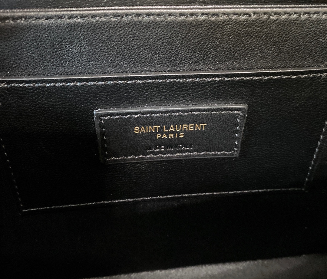 Y51 SOLFERINO MEDIUM SATCHEL IN BOX Sa1nt Lau*nt BLACK 9.1 X 6.3 X 2.4 INCHES