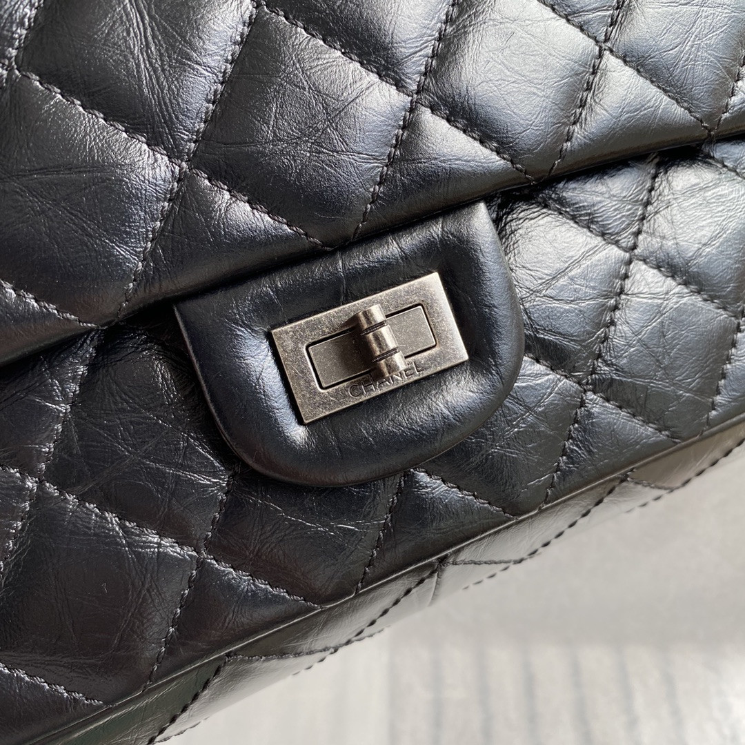 Ch**el LARGE 2.55 HANDBAG Black 7.6 × 10.9 × 2.9 in