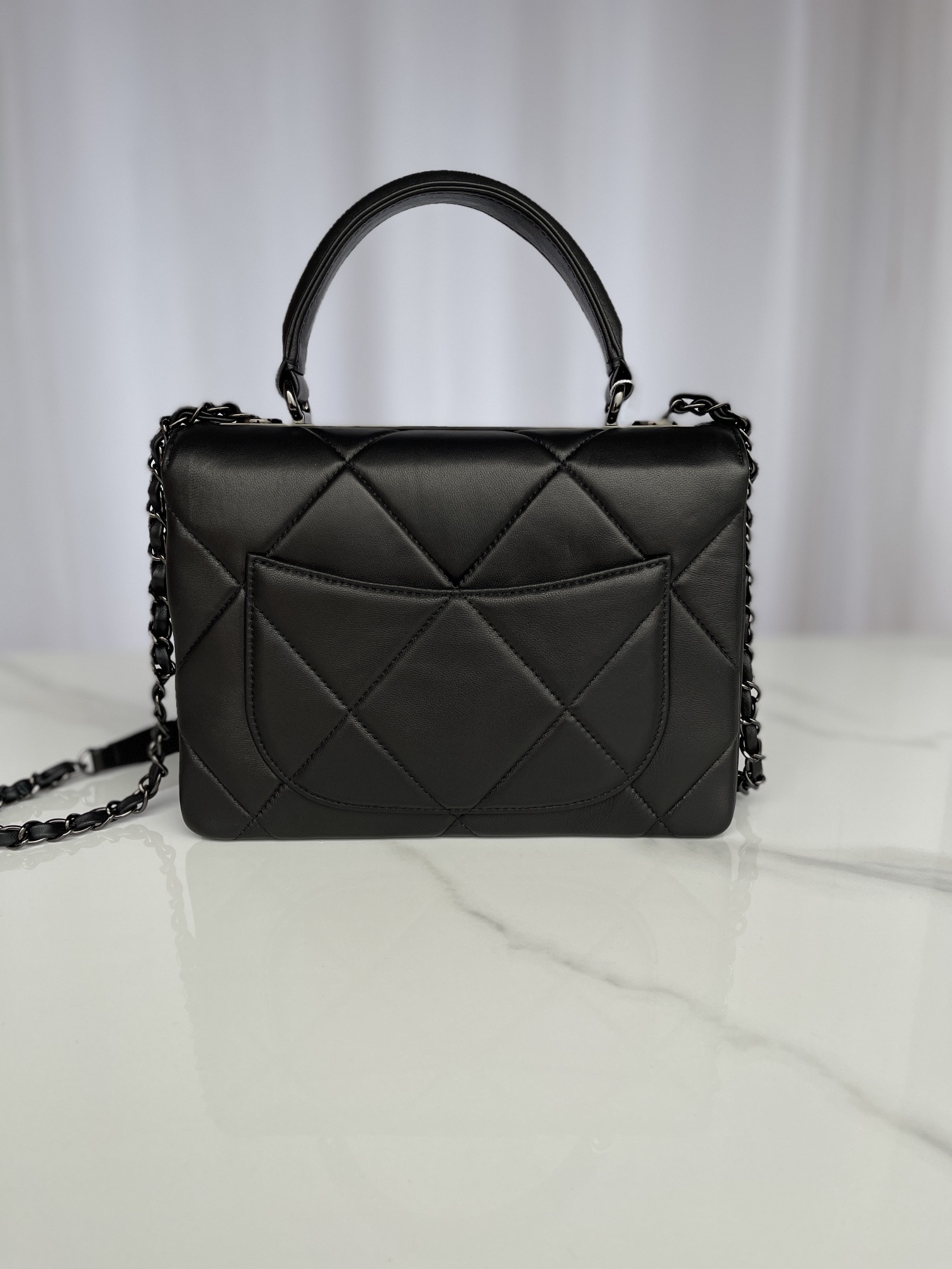 Ch**el FLAP BAG WITH TOP HANDLE 6.6 × 9.8 × 4.7 in