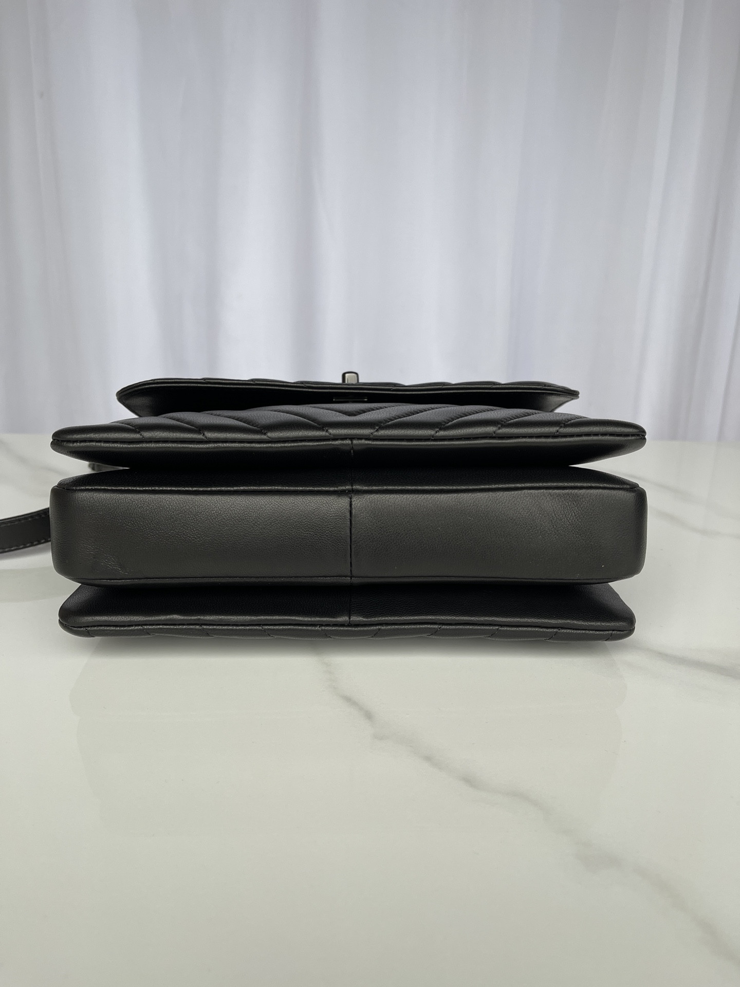 Ch**el FLAP BAG WITH TOP HANDLE 6.6 × 9.8 × 4.7 in
